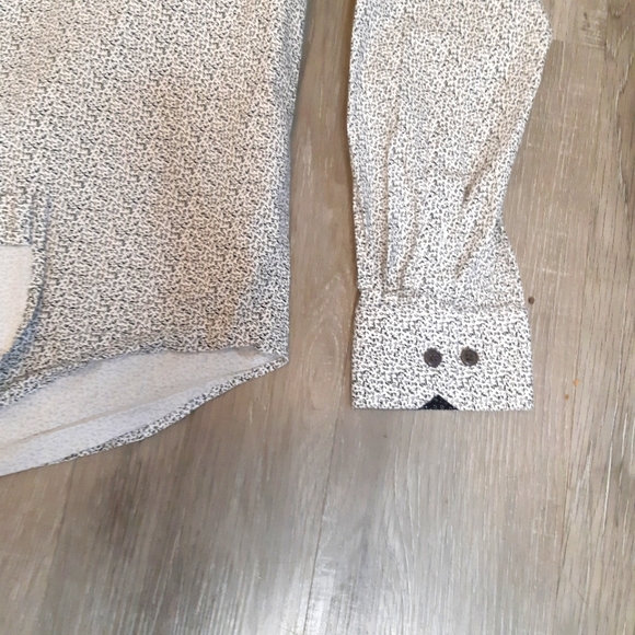 Report Collection mens slim fit abstract black and white button up shirt 17"neck - Picture 7 of 9